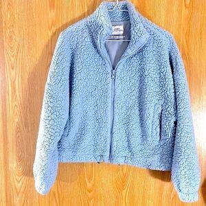 Urban Outfitters Baby Blue Cropped Sherpa Fleece Oversized Jacket